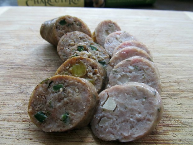 Mango Poblano sausage and apple sage sausage