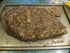 Coated and ready for the smoker!