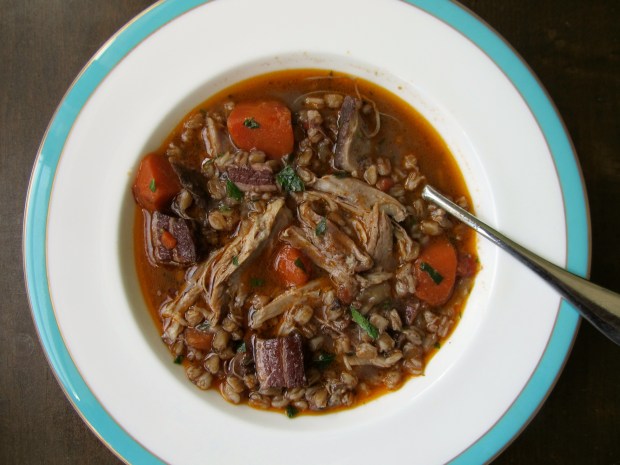 Duck and farro stew