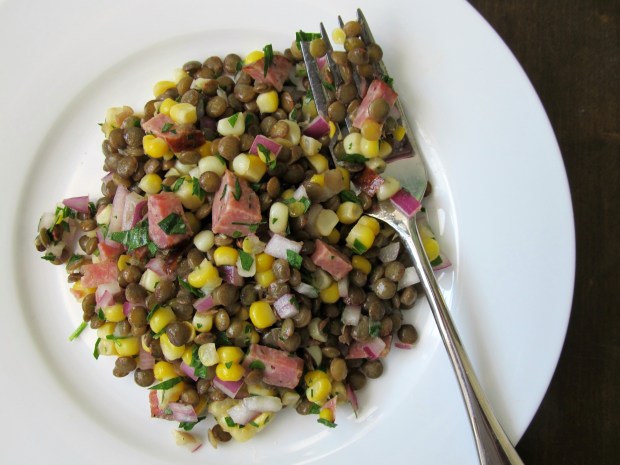 Corn and lentil salad