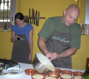 And by 'we' I mean me! Bit of foreshadowing here, me cooking and Cheryl with the glass of wine.